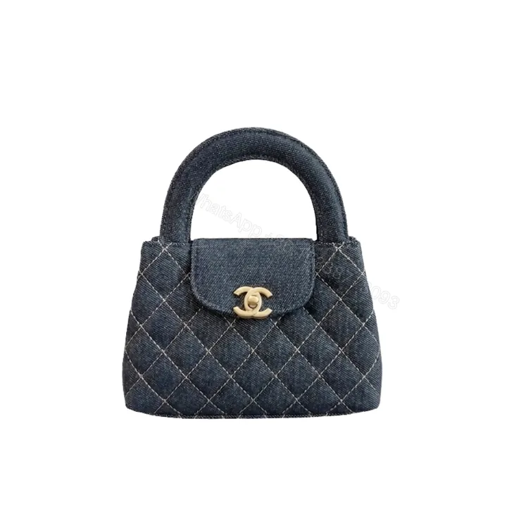 View 1 of Chanel Clutch With Strap Gold Metal Washed Denim Blue 19cm