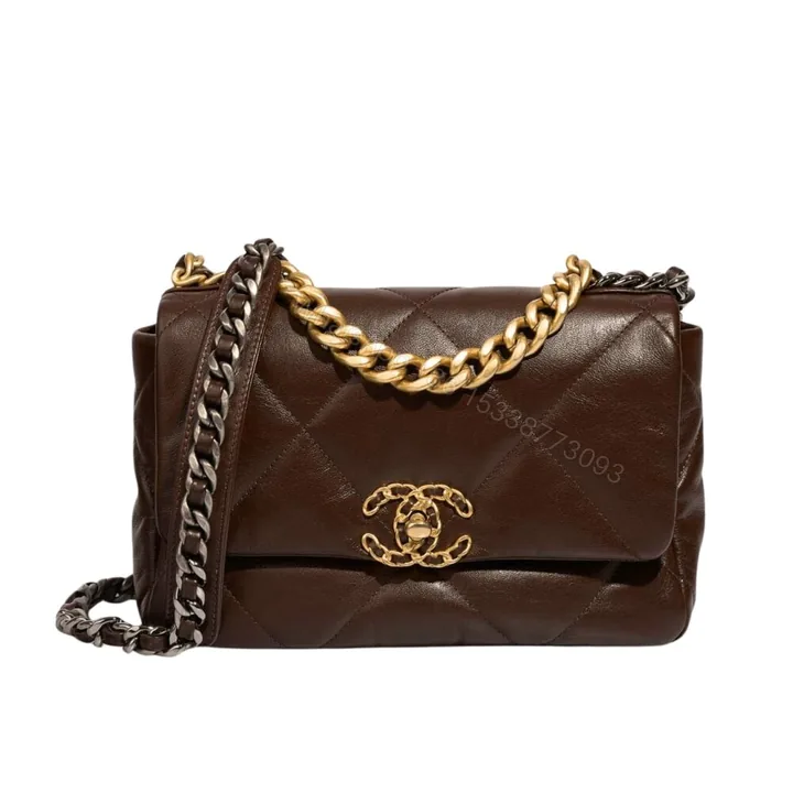 View 1 of Chanel 19 Flap Bag Shiny Gold And Silver Tone Brown 20Cm