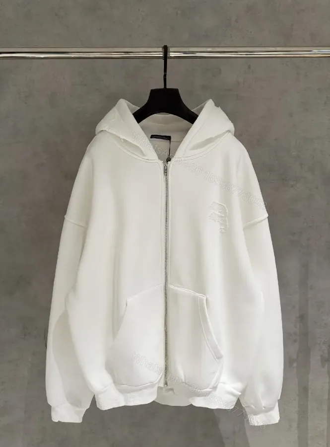 View 1 of Off-White Minimalist Zip Hoodie: Subtle Texture, Premium Comfort