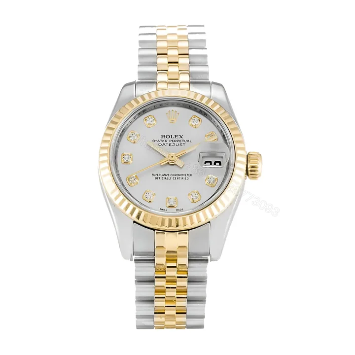 View 1 of Rolex Datejust 179173 Yellow Gold & Diamond Silver Dial Replica