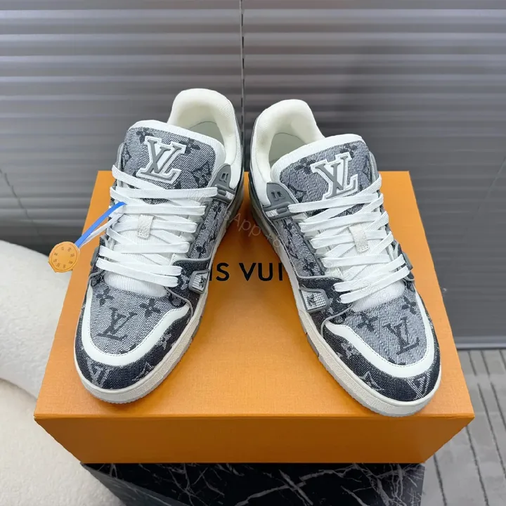 View 1 of Denim-Texture LV Low-Top Sneakers: Modern Luxury, Everyday Ease