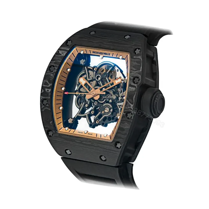 View 1 of Richard Mille Swiss Clone RM55 KV Ceramic Rose Gold Skeleton Dial