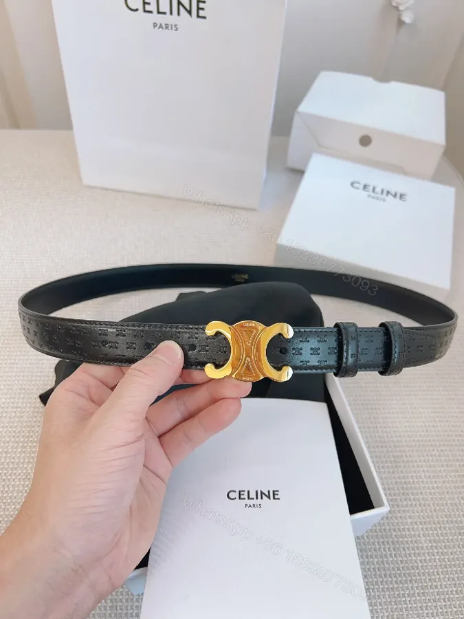 View 1 of Refined Black Leather Belt with Gold Buckle – Modern Luxury Belt