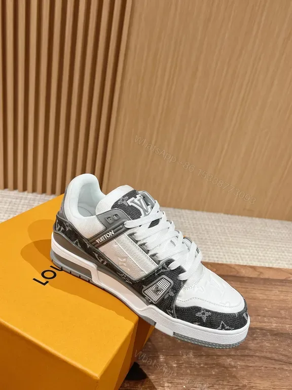 View 1 of Modern Peak Leather-Trim Sneaker with Signature LV Monogram