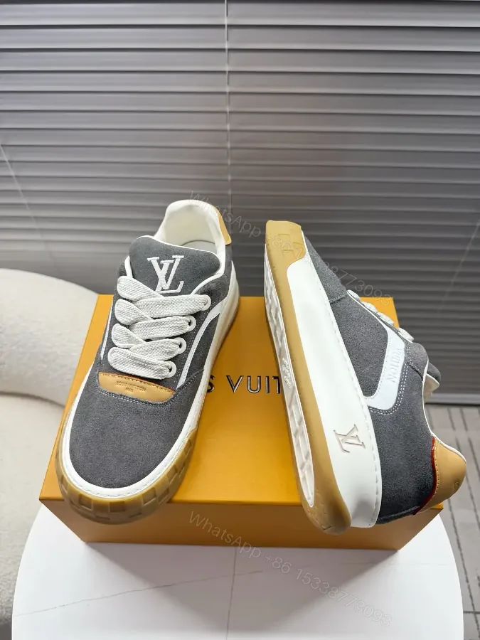 View 1 of Chunky Suede Street-Chic Sneakers: Bold Monogram Detail