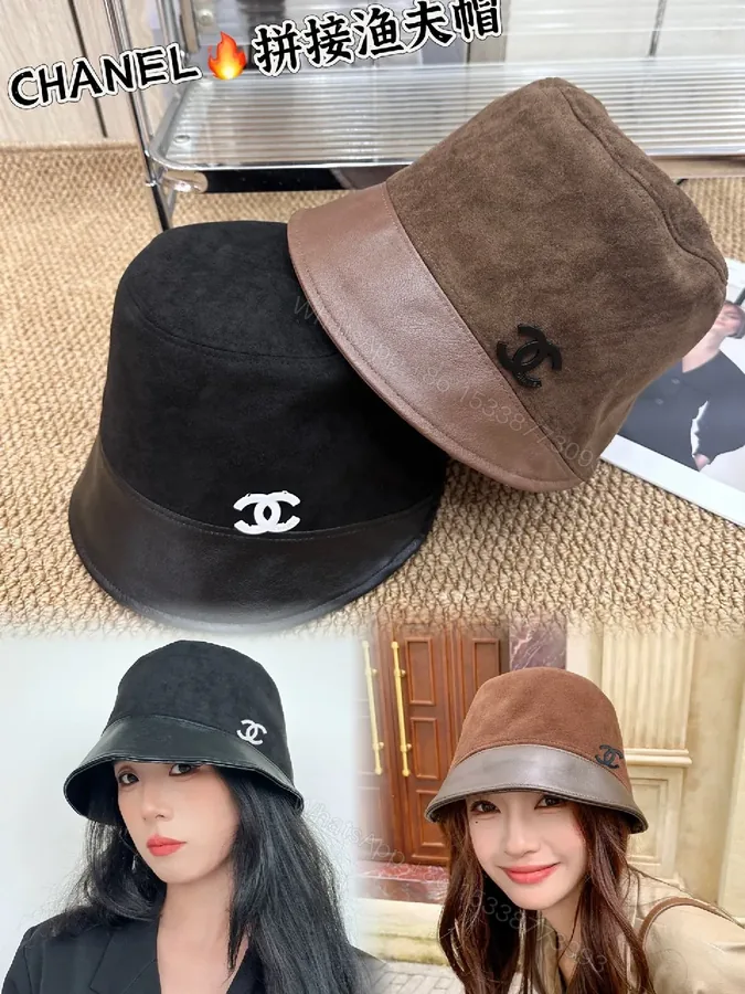 View 1 of Suede-Luxe Bucket Hat with Leather Band – Modern Chic Minimalist Cap