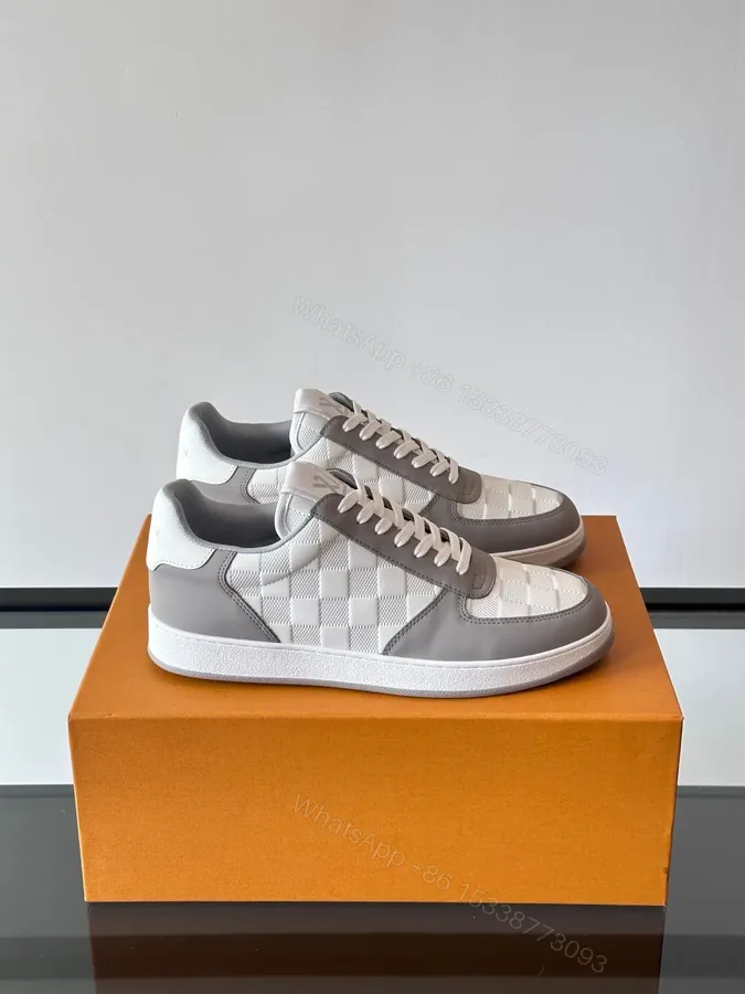 View 1 of LV Men White And Gray Leather Sneakers