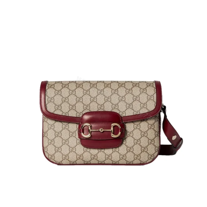 View 1 of Gucci Horsebit 1955 Soft Small Shoulder Bag Beige Red 25cm
