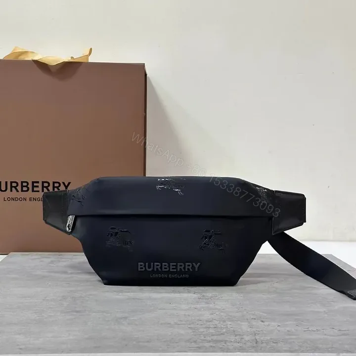 View 1 of Black Nylon Belt Bag by Burberry â€“ Subtle Signature, Hands-Free