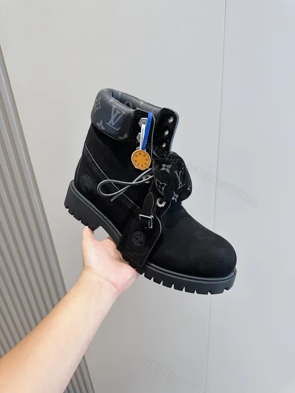 View 1 of Luxe LV-Accent Suede High-Top Boots, Rugged Comfort