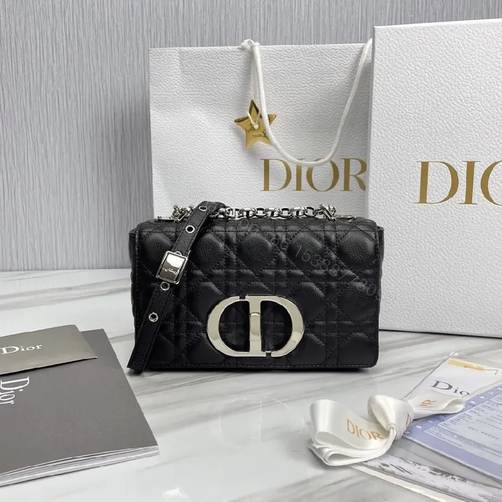View 1 of Quilted Calfskin Crossbody: Black, Silver Hardware, Luxe Compact Bag