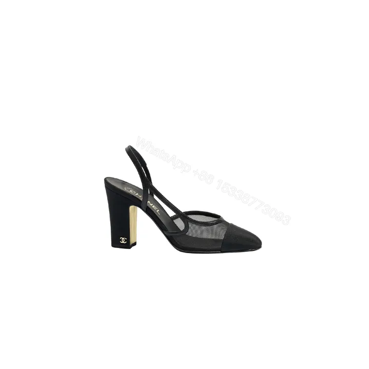 View 1 of Chanel Slingbacks Mesh And Grosgrain Black