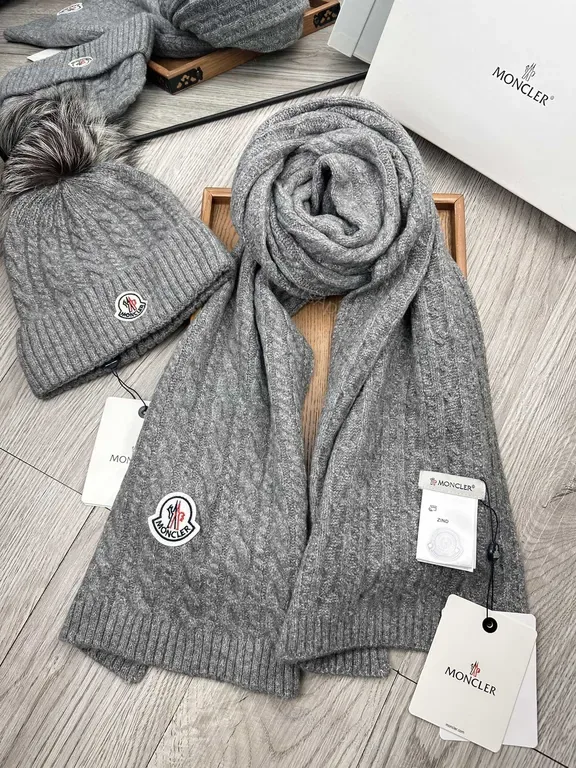 View 1 of Moncler-Inspired Cozy Cable Knit Scarf & Beanie Set