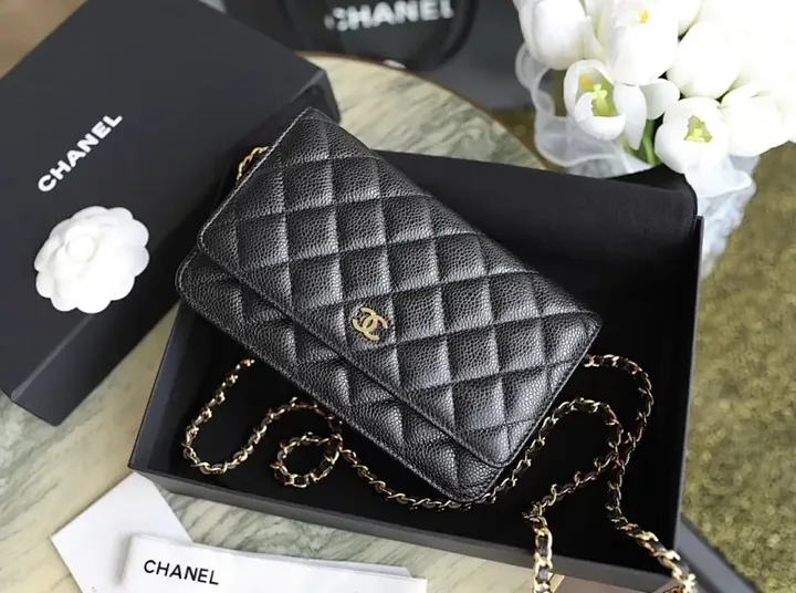 View 1 of Quilted Leather Crossbody with Gold Chain, Chic Designer-Inspired