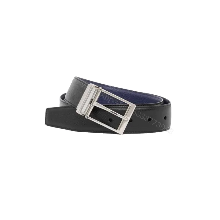 View 1 of BURBERRY REVERSIBLE LONDON CHECK AND LEATHER BELT DARK CHARCOALBLACK – B29