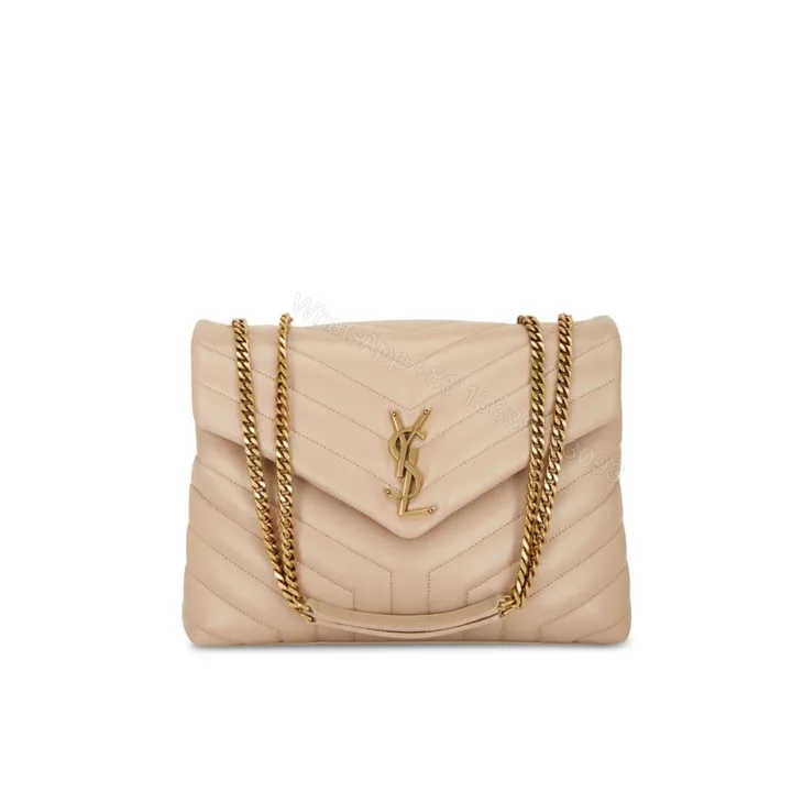View 1 of Saint Laurent Loulou Small Chain Bag In Matelassé Y Beige Gold 23Cm 494699DV7272721