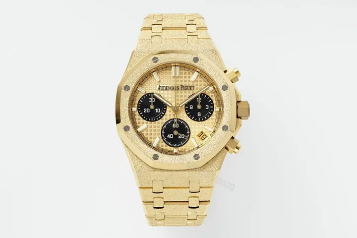 View 1 of Royal Oak Chrono 26240BA Frosted 41mm YG/YG Gold/Black Dial APS SH4401 Super Clone