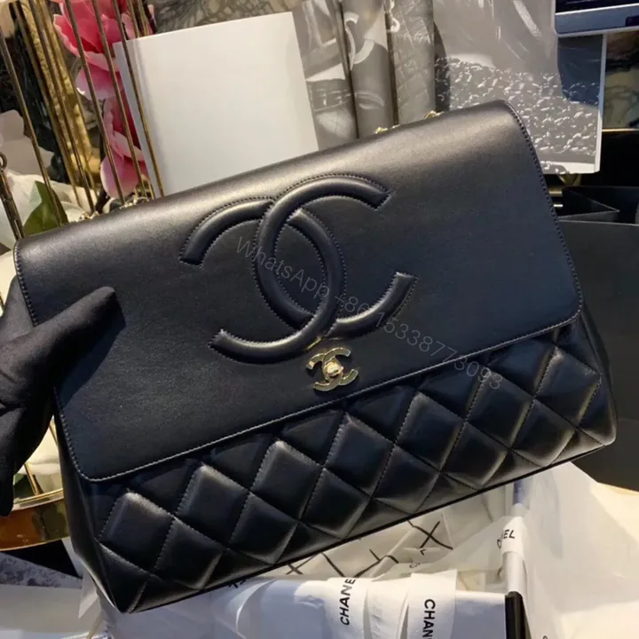 View 1 of Chanel Shopping Handbags Woman’s Black Leather 33x23x11cm