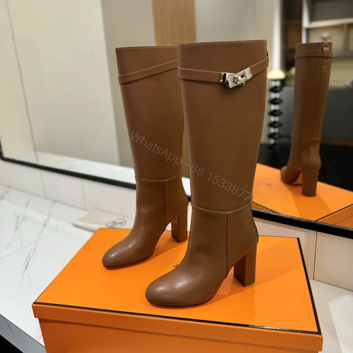 View 1 of 高仿Hermes*H202250ZA3小牛皮高筒靴棕色8.5CM免檢版