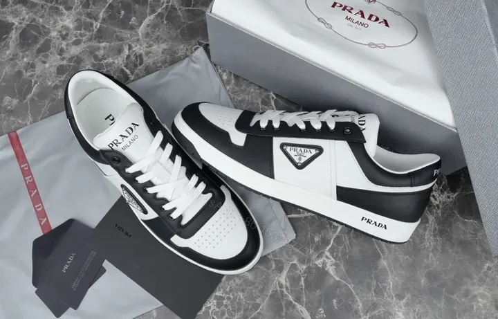 View 1 of Monochrome Prada Leather Sneakers â€“ All-Day Comfort