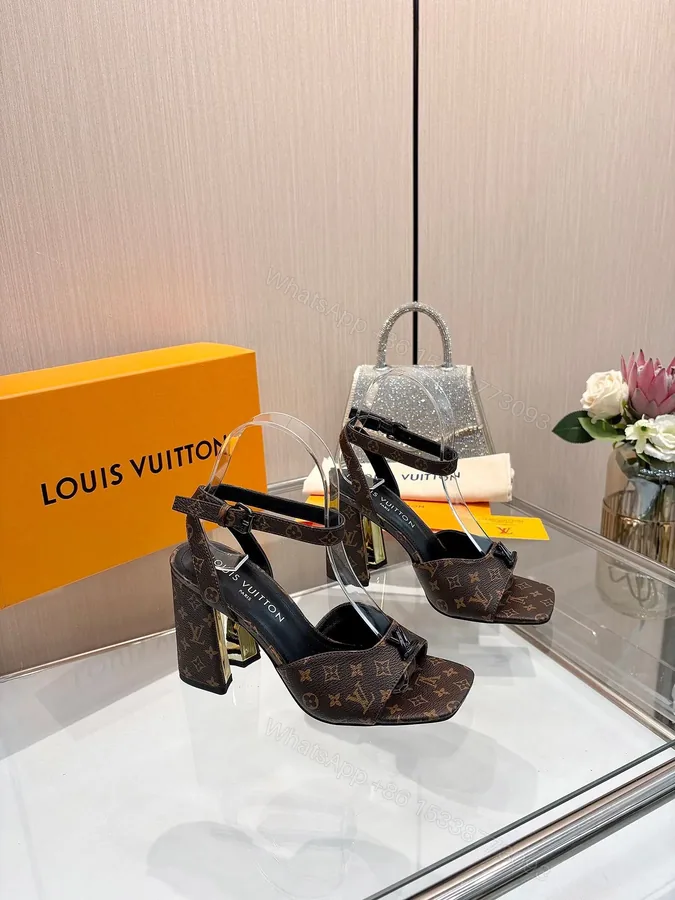 View 1 of LV Women Brown Monogram Canvas Heels