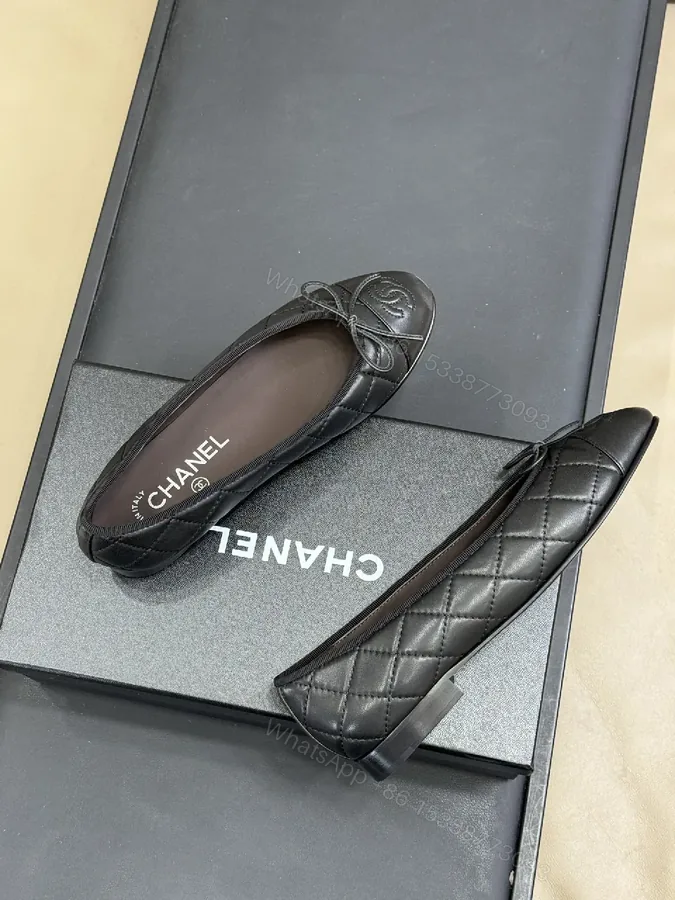 View 1 of Quilted Leather Ballet Flats: Subtle Luxury in Black