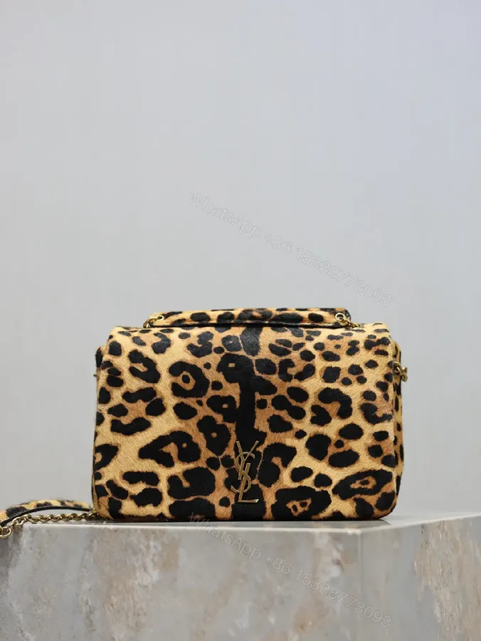View 1 of Leopard Print Mini Bag with Gold Accent: Compact Luxury Bag
