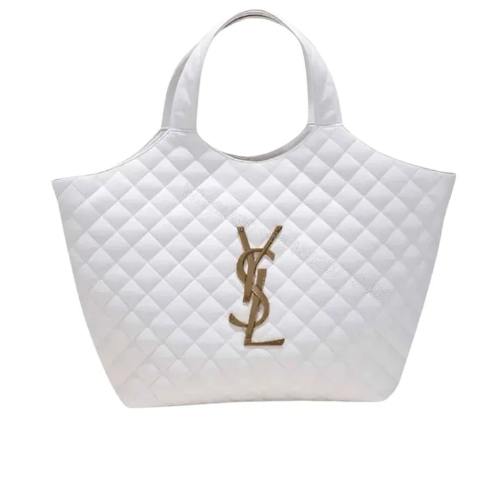 View 1 of Saint Laurent Icare Maxi Shopping Bag In Quilted White 50Cm 698651AAANG1000