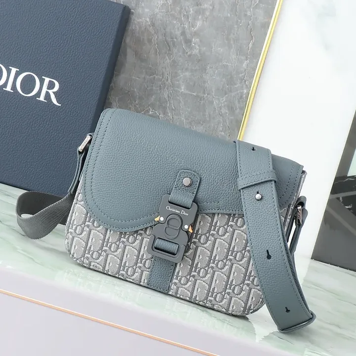View 1 of Chic Texture Messenger Bag: Premium Pebble Leather Portable Tech