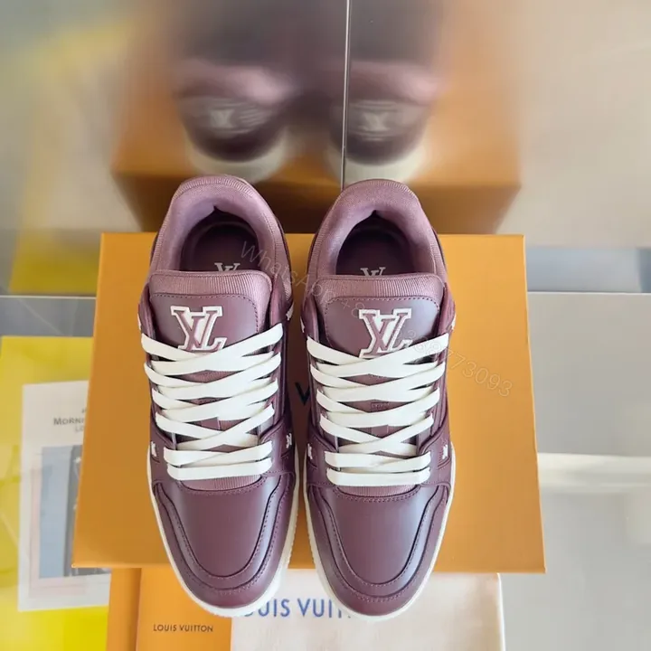 View 1 of Plum Luxe High-Tops: Premium Leather Sneakers with LV-Inspired Detail