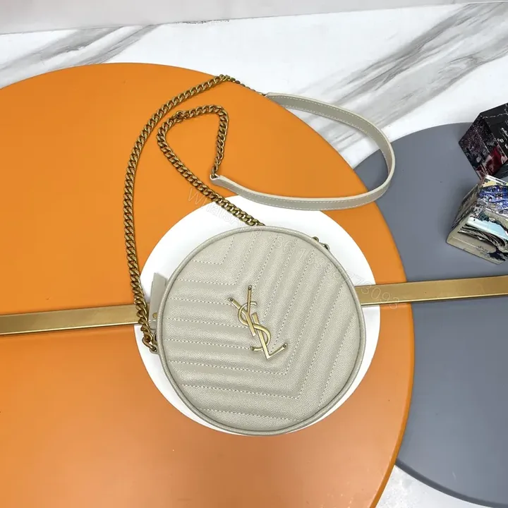 View 1 of Grey Chevron Round Bag Replica YSL Crossbody
