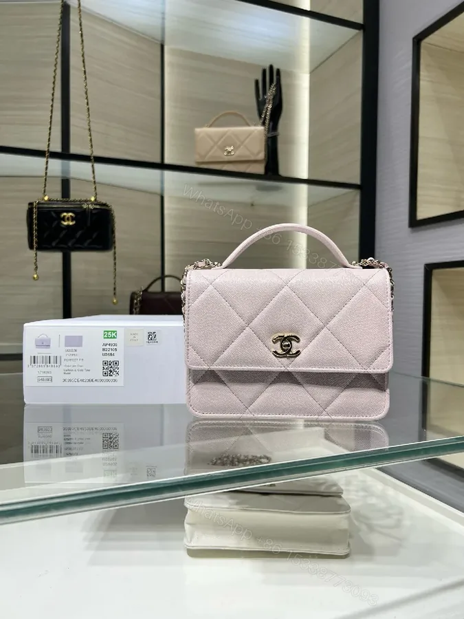 View 1 of Quilted Mini Bag: Soft Pink, Gold Hardware, Luxe Style, Crossbody Ready