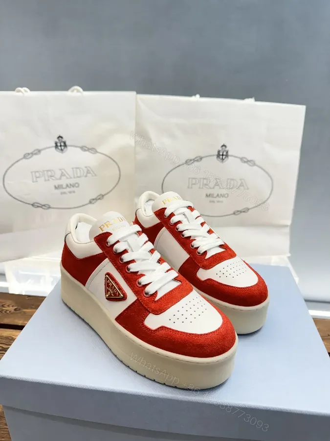 View 1 of Bold Red & White Platform Sneaker: Luxe Crest Edition