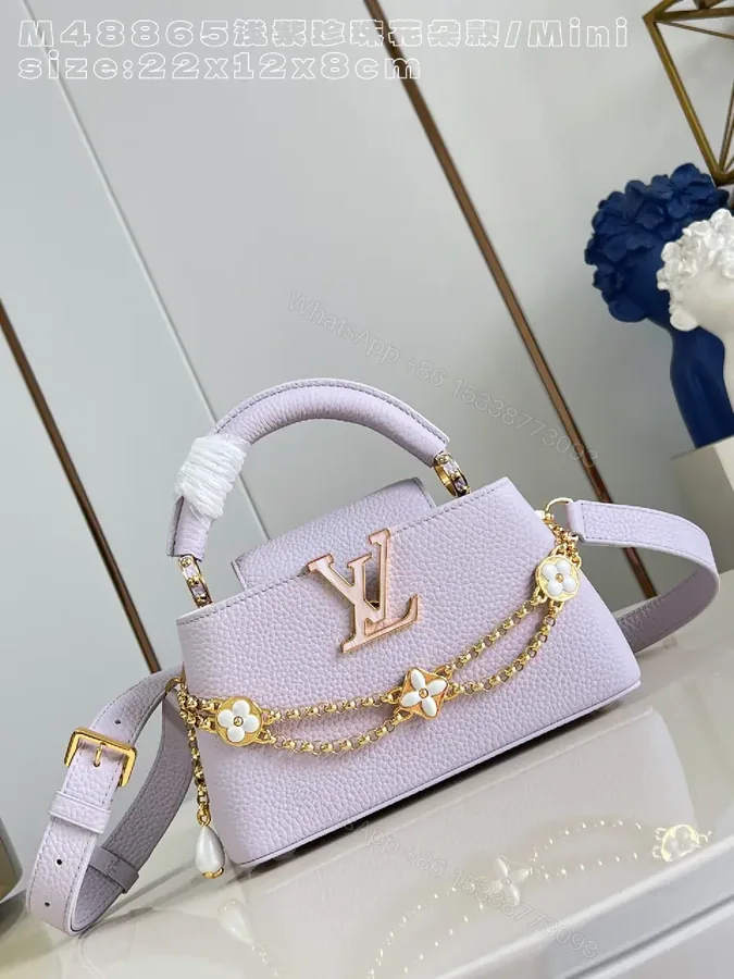 View 1 of Lavender Pebbled Leather Mini Bag – Structured Luxe