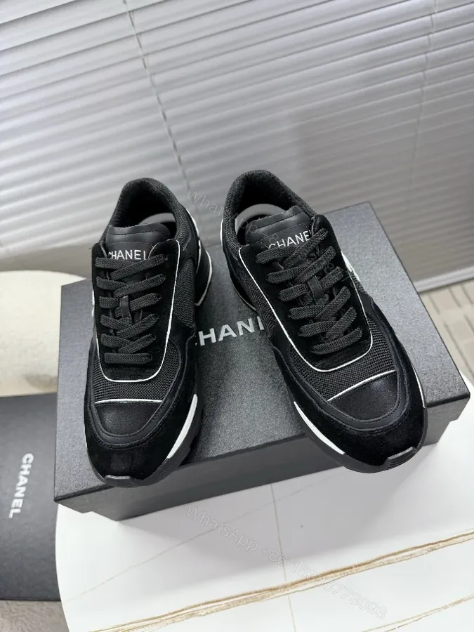 View 1 of Black Knit & Suede Runner: Sleek Comfort, Everyday Luxe