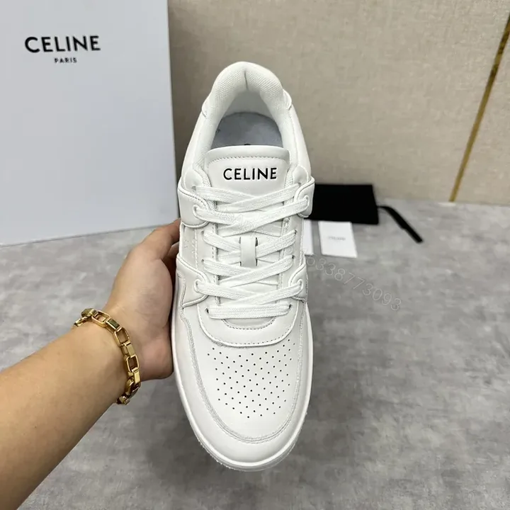 View 1 of White Lace-Up Sneakers, Minimalist Comfort, CELINE-inspired Plan