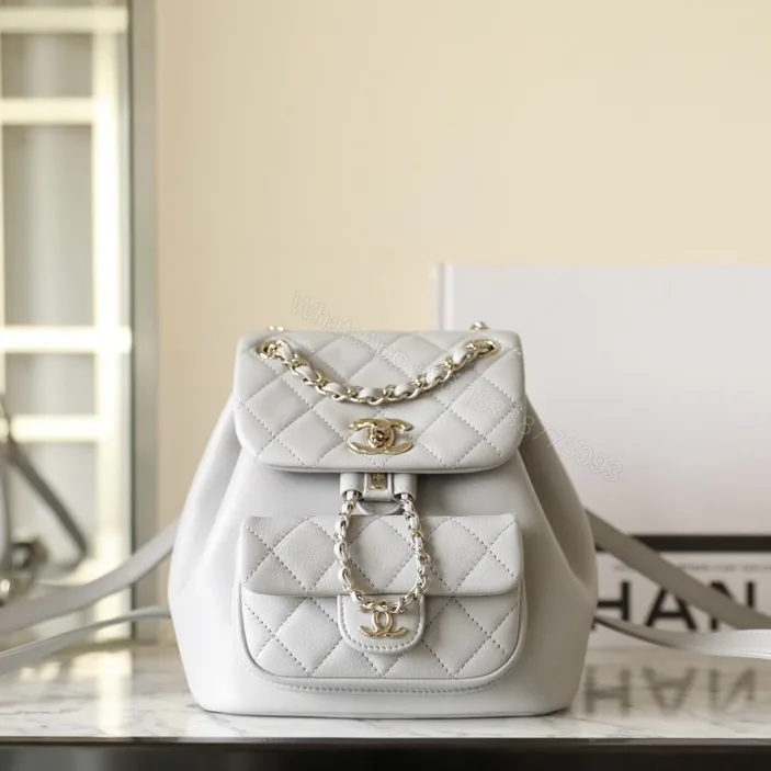 View 1 of 高仿Chanel*24K系列AS2908小牛皮淡灰雙肩包小號免檢版