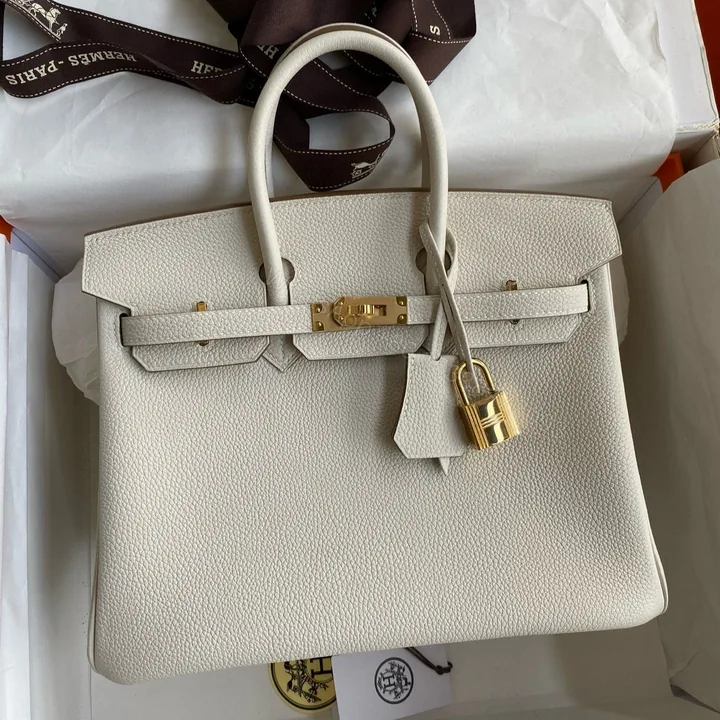 View 1 of HEMRES BIRKIN 25CM CREAM TOGO LEATHER GOLD HARDWARE