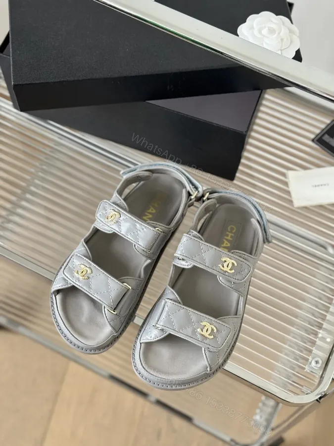 View 1 of Quilted Metallic Sandals – Gold Hardware, Luxe Comfort