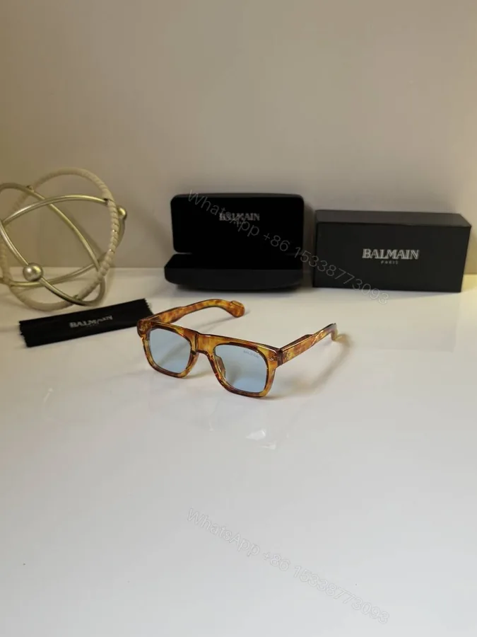 View 1 of First Copy Burberry Brown Square Sunglasses Blue Lens Unisex UV Protection