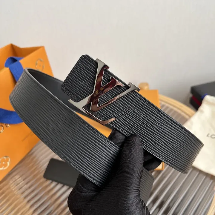 View 1 of Textured Leather Belt: Luxe Metal Buckle, Unisex Style