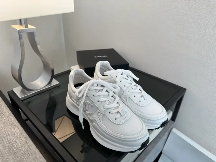 View 1 of Premium White Leather Low-Top Sneakers with Subtle Detailing