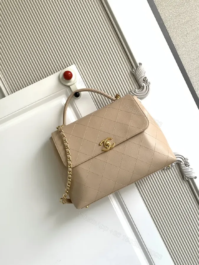 View 1 of Quilted Nude Leather Bag: Minimalist Luxury Crossbody