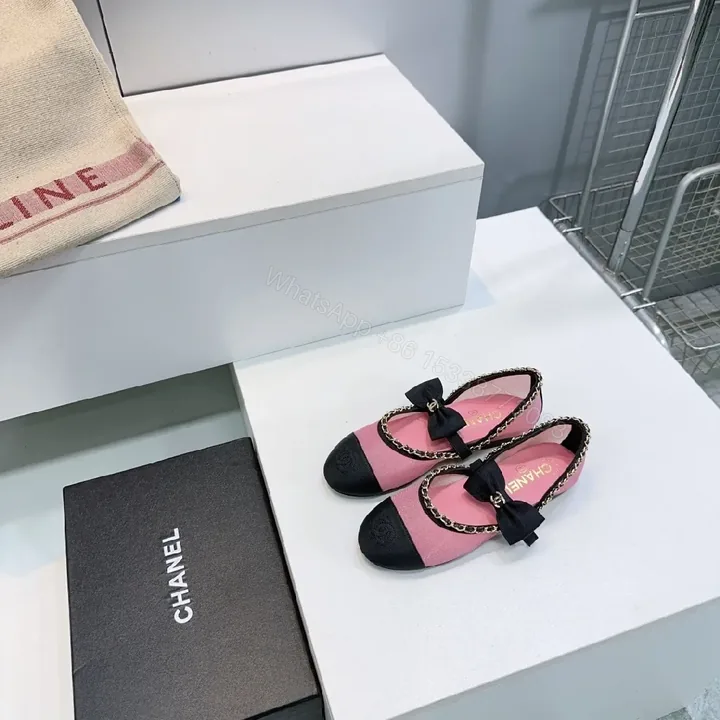 View 1 of Pink & Black Bow Espadrille Flats - Slip-On Comfort