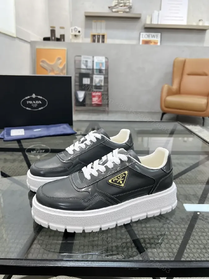 View 1 of Dark Leather Chunky-Sole Sneakers: Modern Luxury, All-Day Comfort