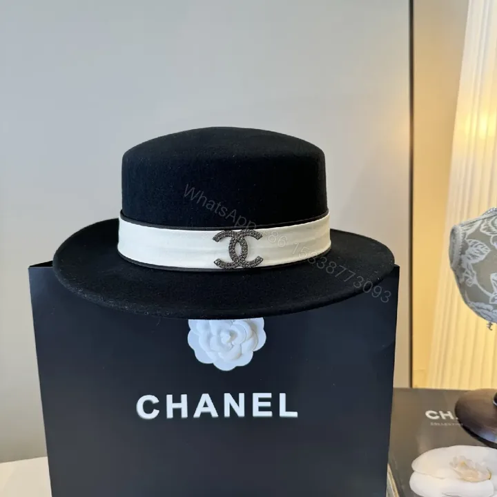 View 1 of Black Felt Fedora with White Satin Band – Designer-Inspired Fedora