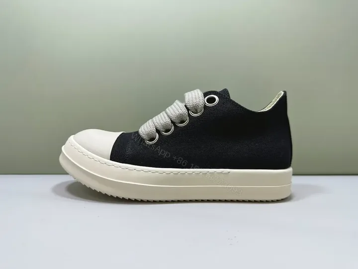 View 1 of Black Canvas Sneakers with Thick Off-White Sole - Luxury Casual Sneakers