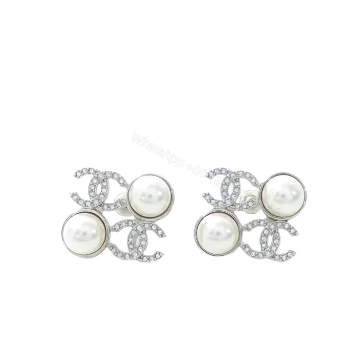 View 1 of CHANEL STUD EARRINGS GLASS PEARLS SILVER ABF730 B20573 U0937
