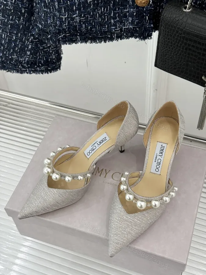 View 1 of Pearl-Embellished Satin Pumps: Elegant Statement Heels