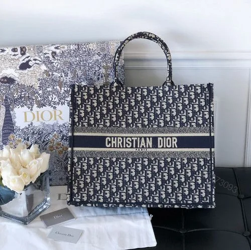 View 1 of Christian Dior Book Tote Bag In Dior Oblique Motif Embroidery First Copy | AAA+ Replica